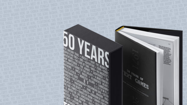 Mockup of the 50 Years of Text Games book
